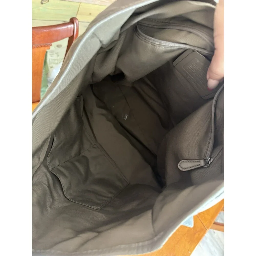 Coach Gray Nylon Leather Large Tote Shoulder Bag F57903